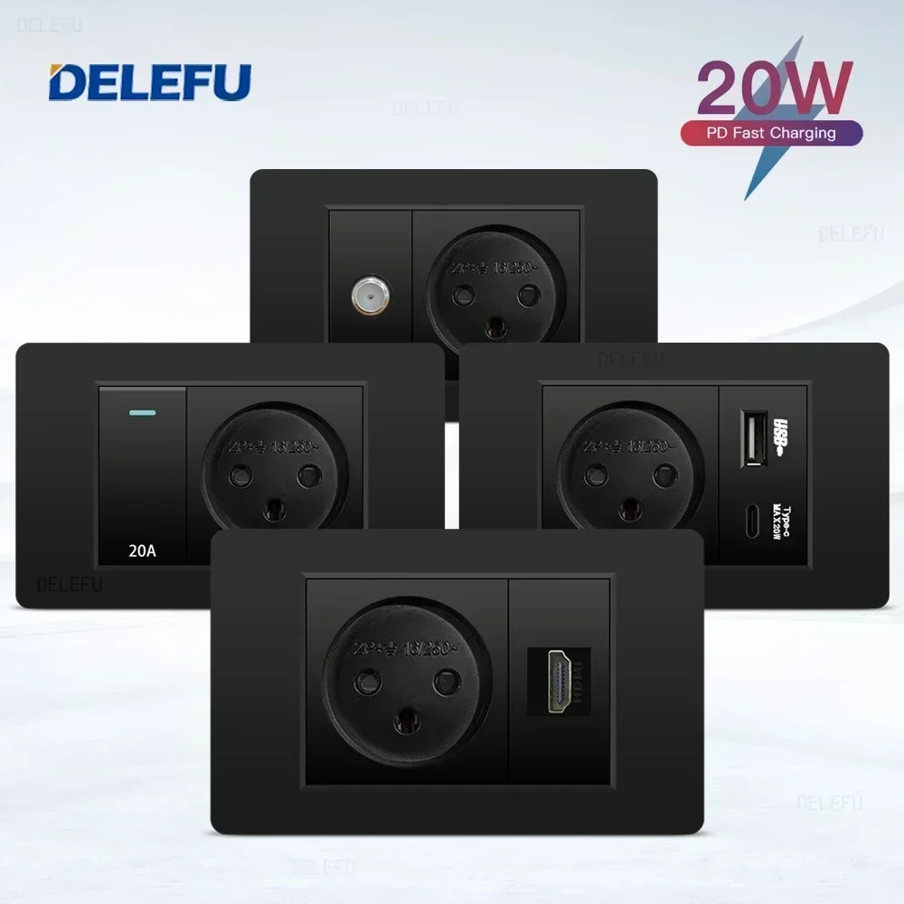 Smart Light Switch Wifi - DELEFU สีดําสารหน่วง PC อิสราเอล USB Type