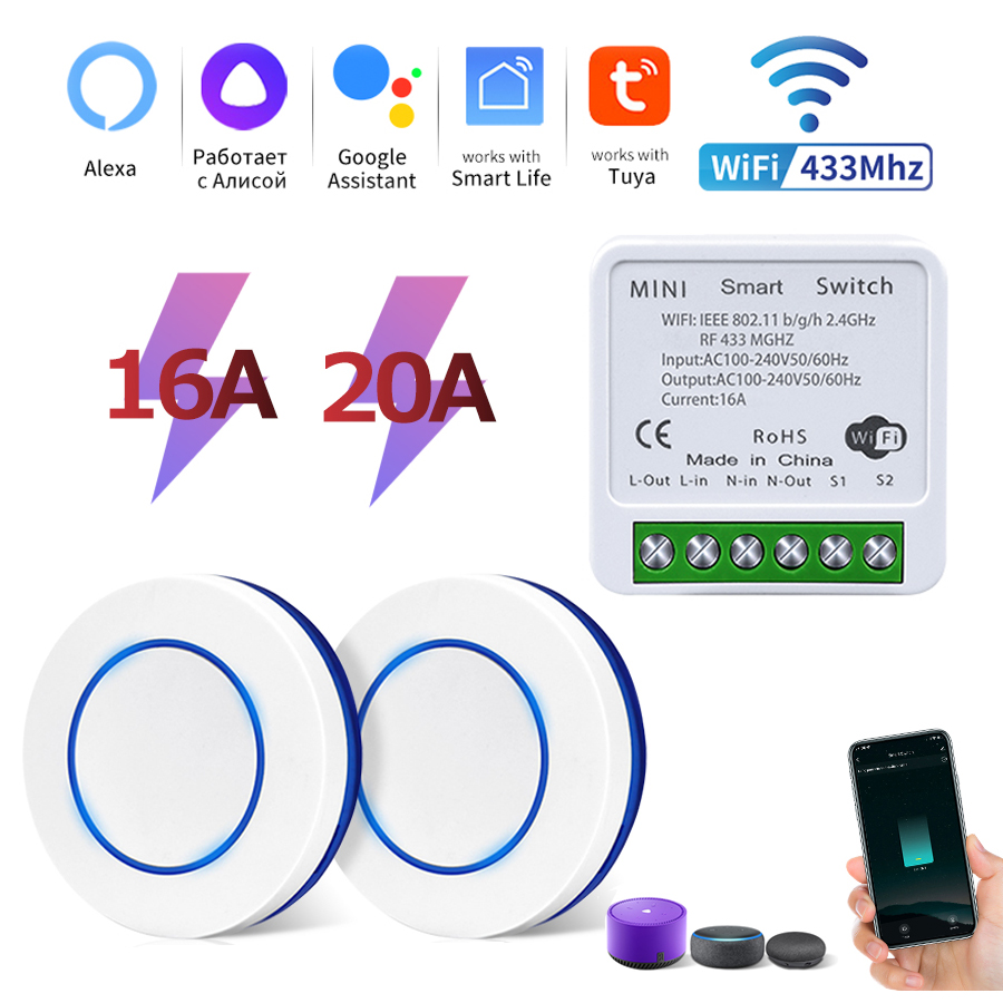 Smart Light Switch Wifi - Tuya Wifi สมาร์ทสวิทช์ RF 433MHz ไร้สายแผงโมดูลสวิทช์สําหรับไฟ