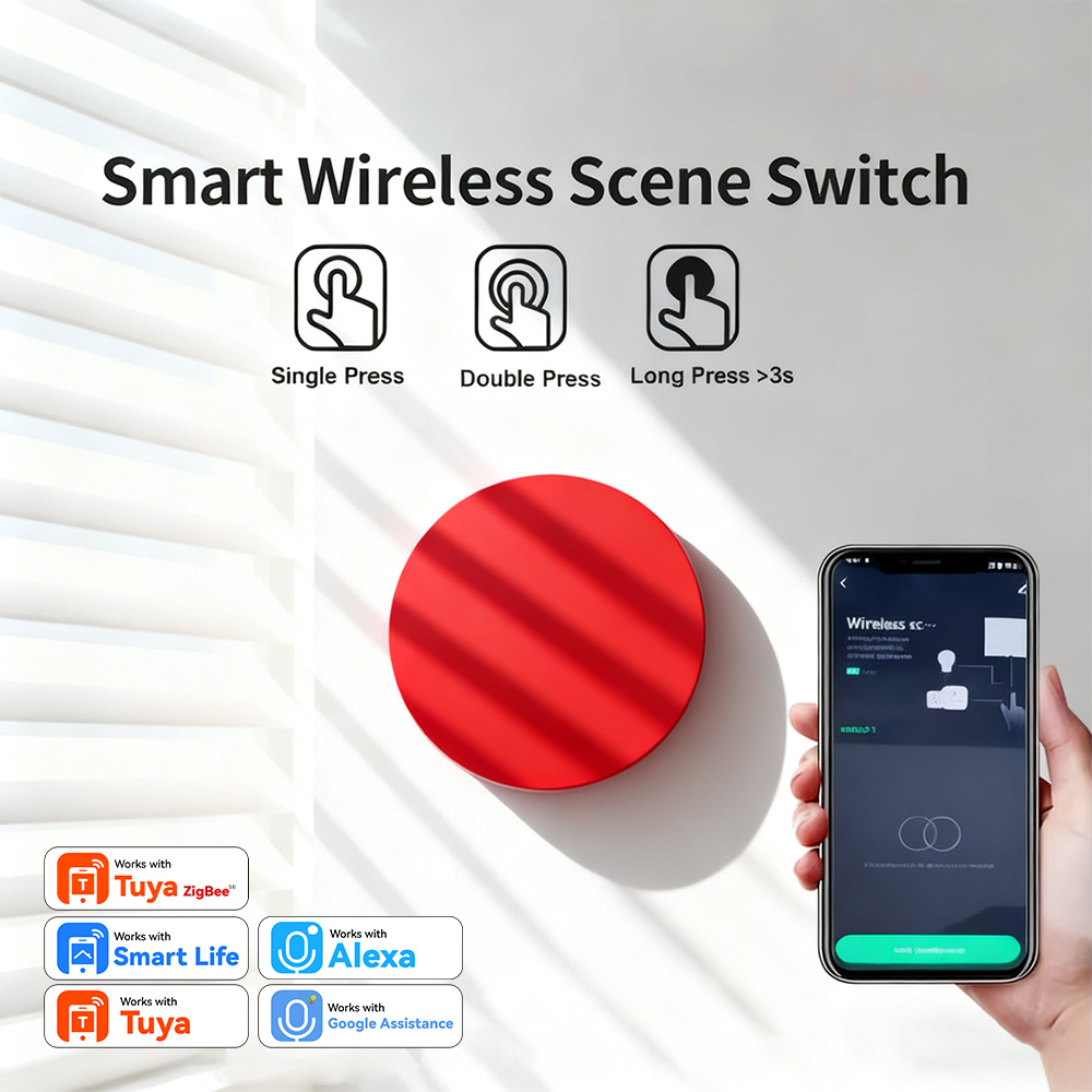 Smart Light Switch Wifi - สำหรับสวิตช์ปุ่มควบคุมฉากไร้สายอัจฉริยะ Tuya Zigbee รองรับการเชื่อมโยงหลายฉาก รองรับการเชื่อมต่อกับผู้ช่วยเสียง Alexa
