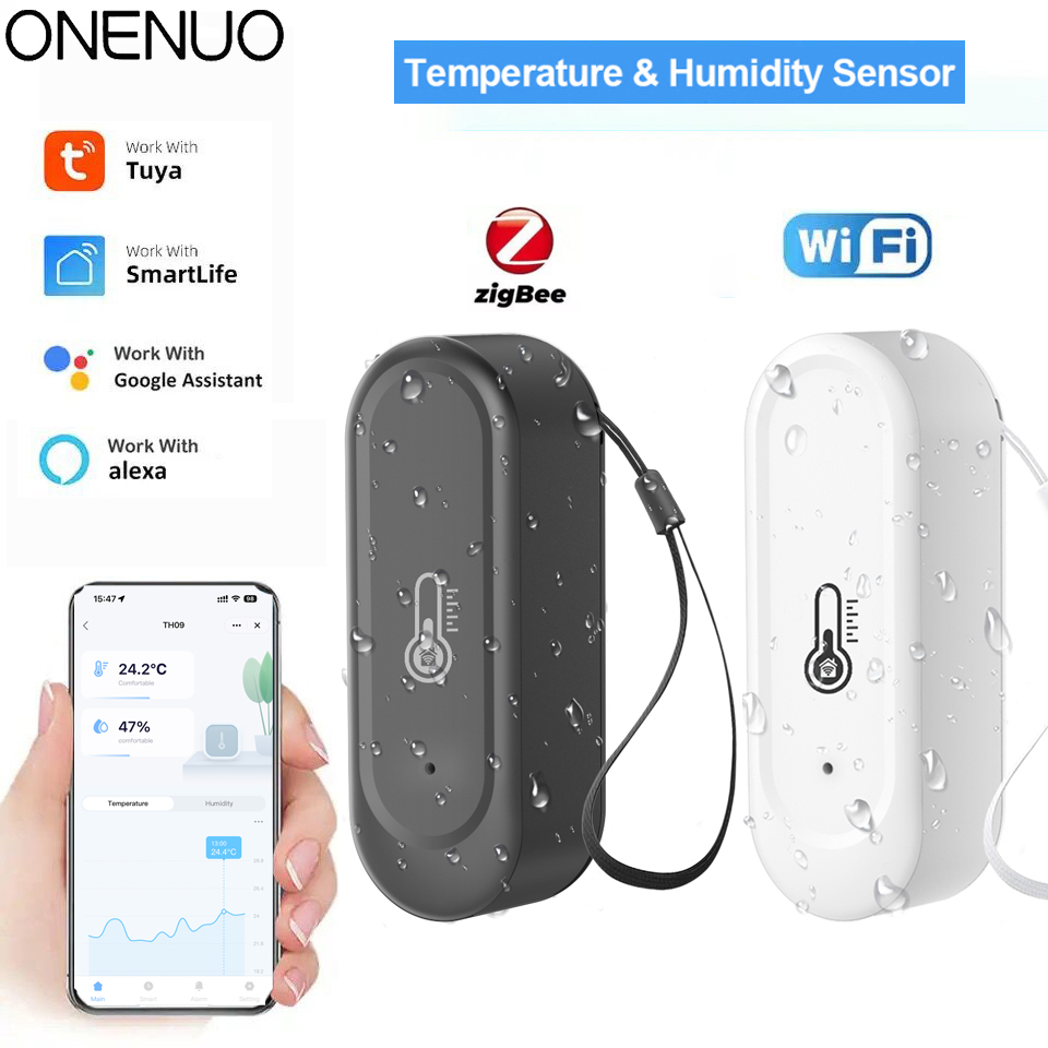Wifi Thermostat - IP65 ทูยา ซิกบี/ไวไฟเซ็นเซอร์วัดอุณหภูมิและความชื้นกันน้ำ สมาร์ทโฮม เซ็นเซอร์ภายนอก/ภายใน รองรับอเล็กซา