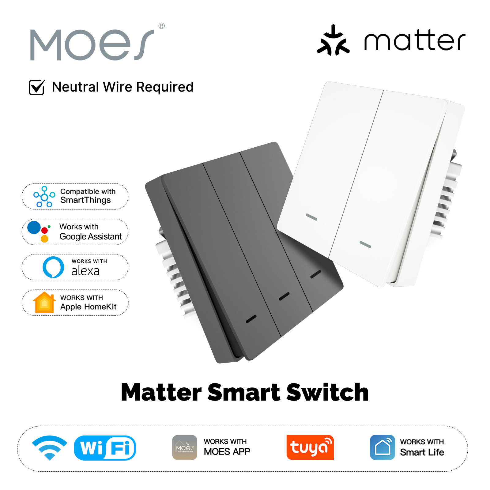 MOES Matter Tuya WiFi สมาร์ทปุ - Smart Light Switch Wifi บทวิจารณ์และราคา